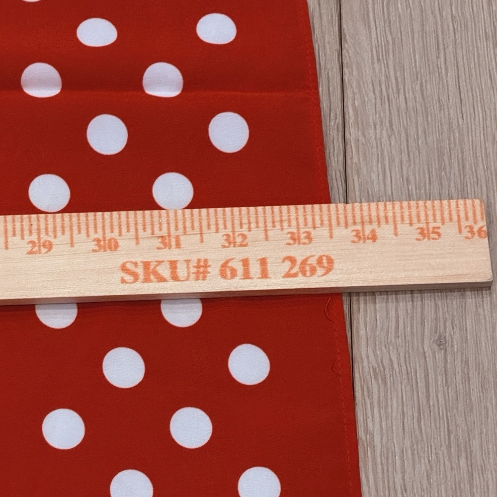 Vintage Square Silky Scarf-Red/White Polka Dots-Gold Interior Border-34x36 MOD - Picture 5 of 5